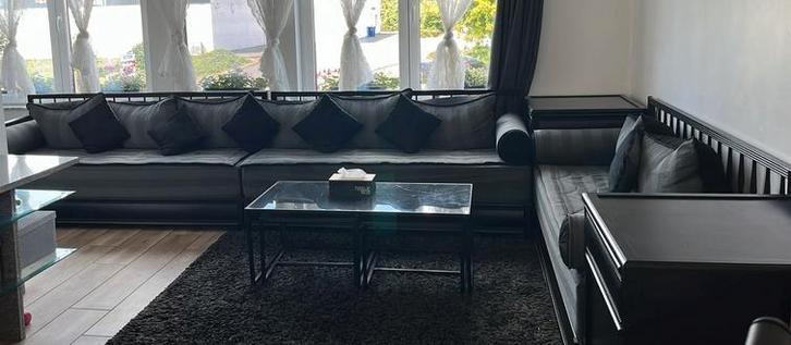 Salon marocain, Huis en Inrichting, Zetels | Complete zithoeken, Gebruikt, Hout, Stof, Ophalen