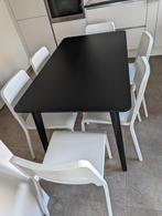 Zwarte keukentafel met 6 witte stoelen, Zo goed als nieuw, Ophalen