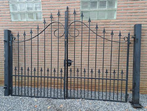 Mooie gegalvaniseerde poort met zij hekwerk, Tuin en Terras, Tuinhekken en Hekwerk, Gebruikt, Ophalen