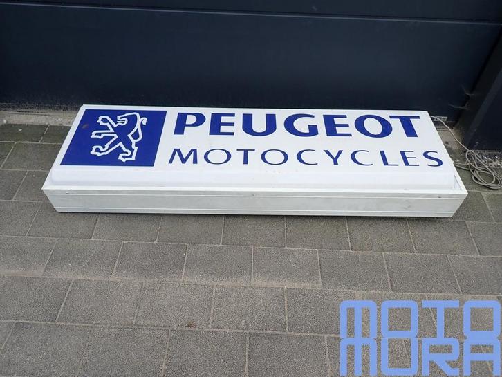 Hele gaaf groot Peugeot motorcycles reclamebord / lichtbak v, Collections, Marques & Objets publicitaires, Utilisé, Enlèvement