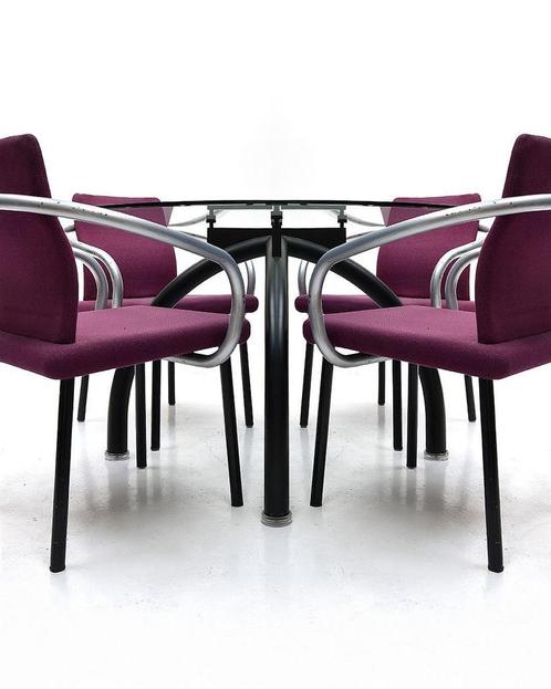 4 x Ettore Sottsass “Mandarin” Knoll stoelen, Huis en Inrichting, Stoelen, Gebruikt, Stof, Ophalen