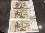 België 3 x 1000 Frank type Gretry, Postzegels en Munten, Bankbiljetten | België, Ophalen of Verzenden