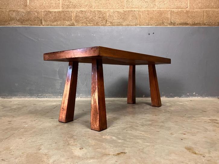 Sale: Brutalist eiken seventies sidetable salontafel bankje, Huis en Inrichting, Tafels | Sidetables, Gebruikt, Rechthoekig, Eikenhout