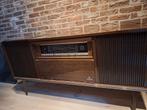 Vintage grundig platenspeler en radio boxen in meubel., Antiek en Kunst, Ophalen