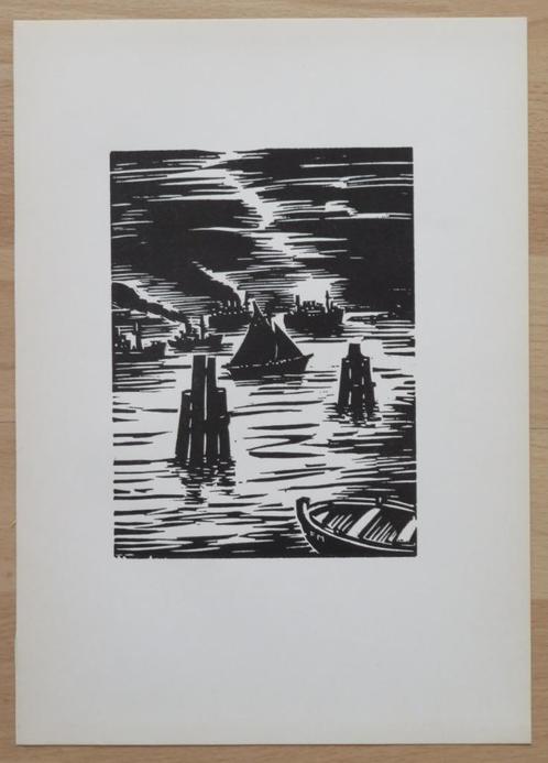 Houtsnede van Frans Masereel: DE WESTERSCHELDE, Antiek en Kunst, Kunst | Etsen en Gravures, Ophalen of Verzenden