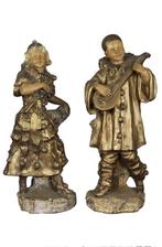 Plaaster Pierrot Pierette beelden - vaasjes Art nouveau, Antiek en Kunst, Ophalen of Verzenden