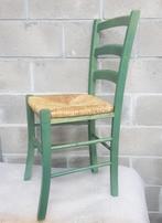 2 chaises paille bois teinte vert, Ophalen, Gebruikt, Twee, Overige kleuren