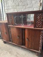 Eikenhout antiek art deco kast met spiegel te koop, Antiek en Kunst, Ophalen