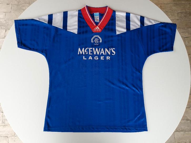 Voetbalshirt Glasgow Rangers 1992-1993 (Adidas, XL), Verzamelen, Sportartikelen en Voetbal, Gebruikt, Shirt, Ophalen of Verzenden