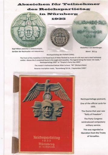 Propaganda medaille + Postkaarten & foto 'Reichsparteitag 19 beschikbaar voor biedingen