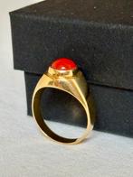 18 karaat gouden vintage ring met bloedkoraal van 0.95ct!, Or, 17 à 18, Femme, Jaune