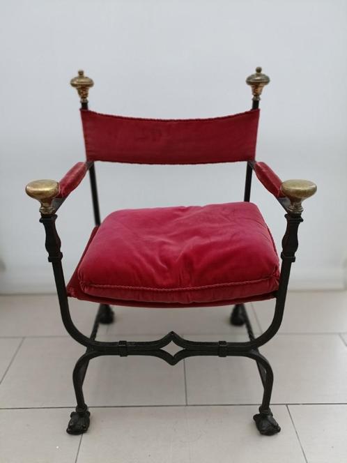 Antieke ijzeren zetel, kasteel stoel, oude metalen meubel,, Antiquités & Art, Antiquités | Meubles | Chaises & Canapés, Enlèvement
