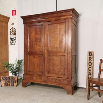 antiek eiken Louis Philippe kleerkast H 204 B 146 D 56 beschikbaar voor biedingen
