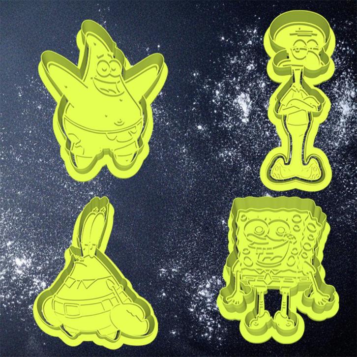 4x Spongebob Cookie cutter / Koekjessnijders, Hobby en Vrije tijd, Taarten en Cupcakes maken, Nieuw, Bakvorm, Ophalen of Verzenden