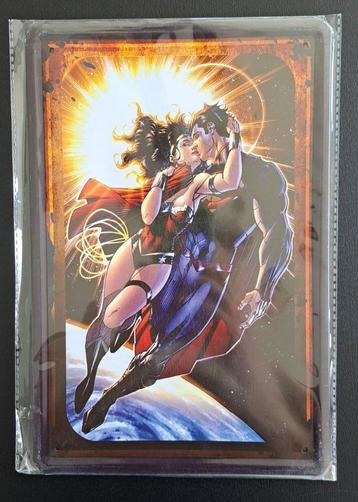 Metalen poster van Superman & Wonderwoman
