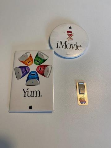 Vintage 90s Mac Apple buttons (iMac Yum+iMovie), 80s papercl beschikbaar voor biedingen