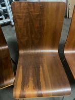 8 houten stoelen met metalen onderstel, Huis en Inrichting, Stoelen, Ophalen, Gebruikt, Bruin, Vijf, Zes of meer stoelen