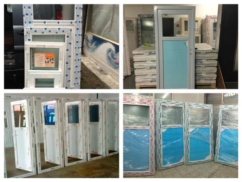 Witte PVC-deur met handgreep inbegrepen, Doe-het-zelf en Bouw, Glas en Ramen, Nieuw, Ophalen