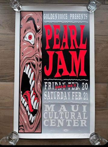 Pearl Jam concertposter 1998 - Maui - AP TAZ signed numbered