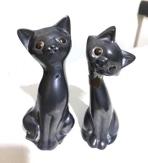 Katten beeld koppeltje in metaal✨😍😻😻🤗🎁💑👌, Antiek en Kunst, Kunst | Beelden en Houtsnijwerken, Ophalen of Verzenden