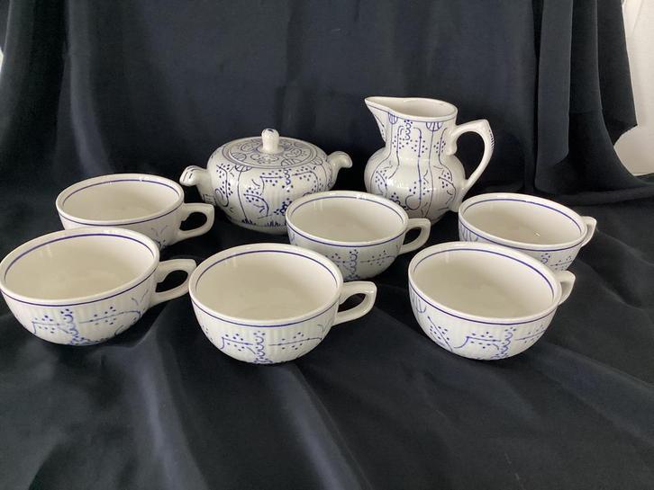 Boch Copenhague suikerpot,melkpot,6 kopjes, Antiek en Kunst, Antiek | Servies compleet, Ophalen of Verzenden