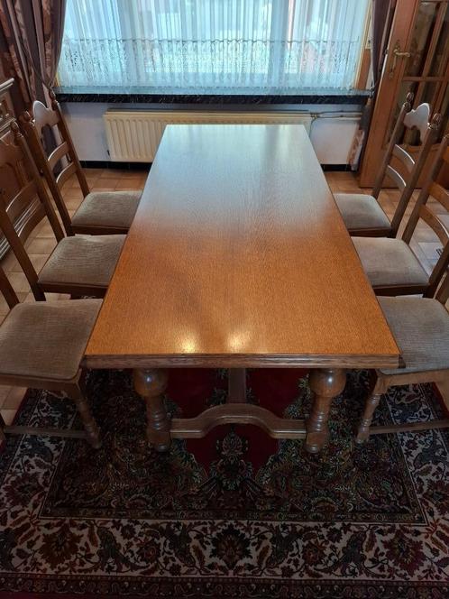 Eiken Eetkamer in piekfijne staat, Huis en Inrichting, Tafels | Eettafels, Zo goed als nieuw, 50 tot 100 cm, 200 cm of meer, Vijf personen of meer