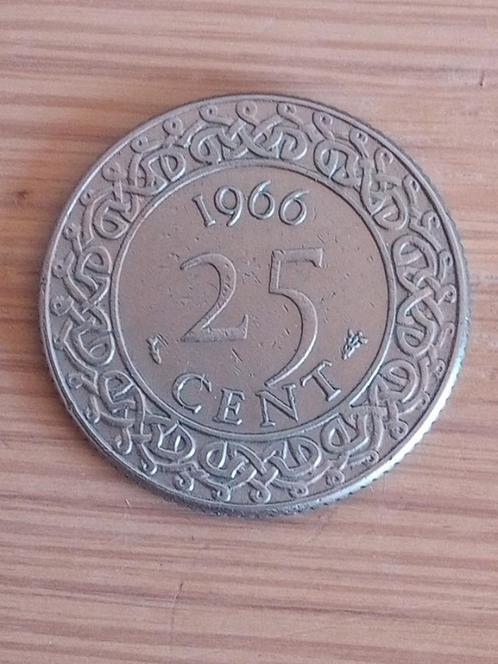 SURINAME 25 Cents 1966, Postzegels en Munten, Munten | Amerika, Losse munt, Zuid-Amerika, Ophalen of Verzenden