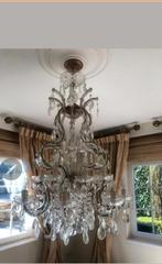 Grote Antieke 120 mtr  kroonluchter met kristallen, Ophalen, Glas
