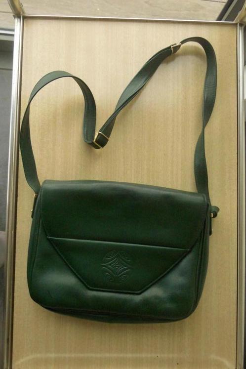 Vintage groene leren tas “ESTEVE”, Handtassen en Accessoires, Tassen | Schoudertassen, Zo goed als nieuw, Overige merken, Groen