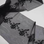 Promo! 5912) tule lint met borduur zwart 22cm breed, Ophalen of Verzenden, Nieuw, Lint, Band of Elastiek