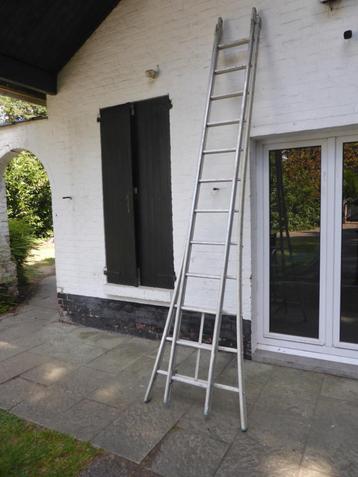 dubbele ladder solide 2 x 12 treden ( 2 x 3,20 m ) in goede, Enlèvement, Utilisé, Échelle, Pliable ou rétractable/escamotable