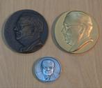 3 medailles Achiel Van Acker ( 2 brons , 1 zilver ), Ophalen of Verzenden, Brons
