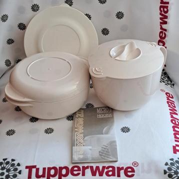 Set Tupperware Microplus 1 L carafe + bol rond 1 L, Enlèvement ou Envoi, Comme neuf, Crème