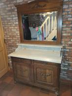 Antieke kast met marmeren blad  en spiegel br 115h190d50, Ophalen, Rechthoekig, 100 tot 150 cm, 150 tot 200 cm