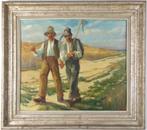 Peinture de M.VEYS, deux paysans dans les champs., Antiquités & Art, Art | Peinture | Classique, Enlèvement
