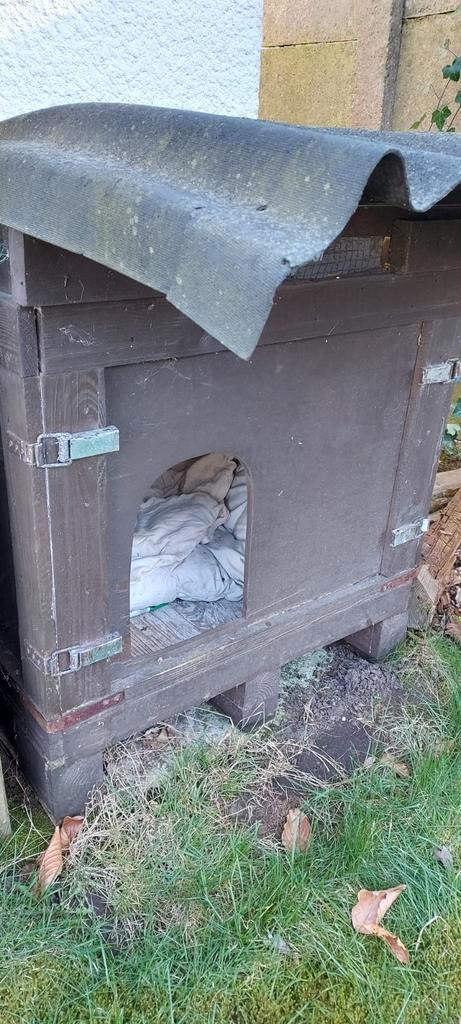 Buitenhok in hout voor kippen, hond, kat, Dieren en Toebehoren, Pluimvee | Toebehoren, Zo goed als nieuw, Ophalen
