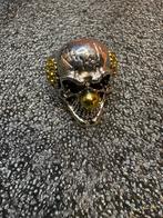 (*) Skull Ring Heren – Zilver/Goud – Gothic – Maat 24, Verzenden, Zo goed als nieuw, Goud