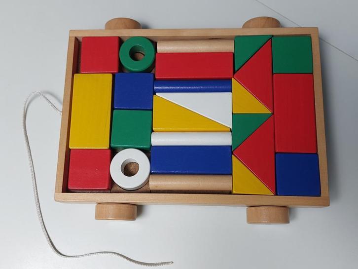 Blokkenkar Ikea, Kinderen en Baby's, Speelgoed | Bouwstenen, Zo goed als nieuw, Ophalen
