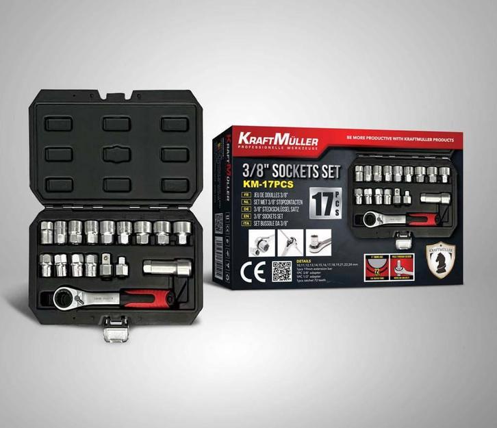 Set de racagnac douilles interchangeables 17 pc KraftMüller, Autos : Divers, Outils de voiture, Neuf, Enlèvement