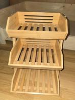 Houten etagere, besteklade, dienbladen, Huis en Inrichting, Keuken | Keukenbenodigdheden, Ophalen, Zo goed als nieuw