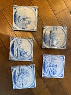 5 oude delftse tegels, met de hand geschilderd, Ophalen of Verzenden