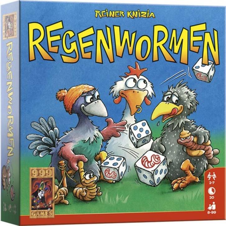 Regenwormen - Dobbelspel van 999 games, Hobby en Vrije tijd, Gezelschapsspellen | Kaartspellen, Zo goed als nieuw, Een of twee spelers