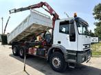 Iveco TRAKKER 350 6x4 TIPPER + CRANE HMF 1250 K3 - STEEL SPR, Auto's, Vrachtwagens, Achterwielaandrijving, Overige kleuren, Iveco