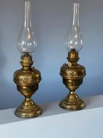 2 antieke olielampen, Antiek en Kunst, Antiek | Kandelaars, Ophalen, Glas