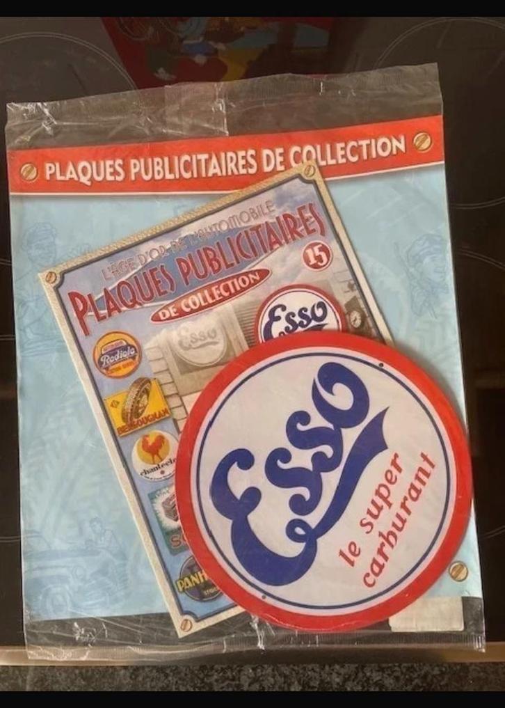Esso : metaalplaat rond retrolook, Verzamelen, Merken en Reclamevoorwerpen, Reclamebord, Ophalen of Verzenden