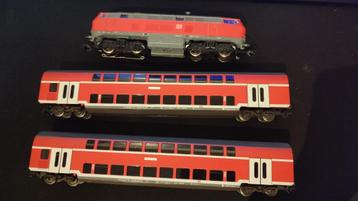 Marklin Loco DB + 2 Wagon Double Etages beschikbaar voor biedingen