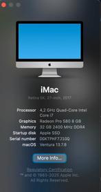 iMac 27’ 5K Core i7 32GB 2017, Computers en Software, Apple Desktops, Ophalen, Zo goed als nieuw, IMac