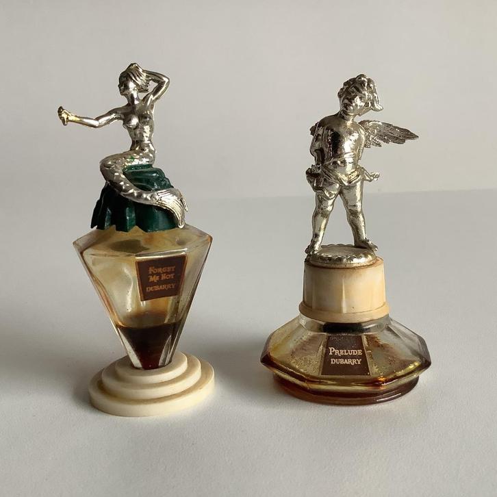 2 oude miniatuur parfumflesjes van Dubarry, Verzamelen, Parfumverzamelingen, Gebruikt, Miniatuur, Ophalen of Verzenden