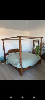 Antiek teak hemelbed, Huis en Inrichting, Ophalen, Gebruikt, Bruin, 210 cm