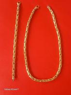18-karaats geelgouden rijstkorrelset, Handtassen en Accessoires, Kettingen, Ophalen of Verzenden, Zo goed als nieuw, Geel, Goud